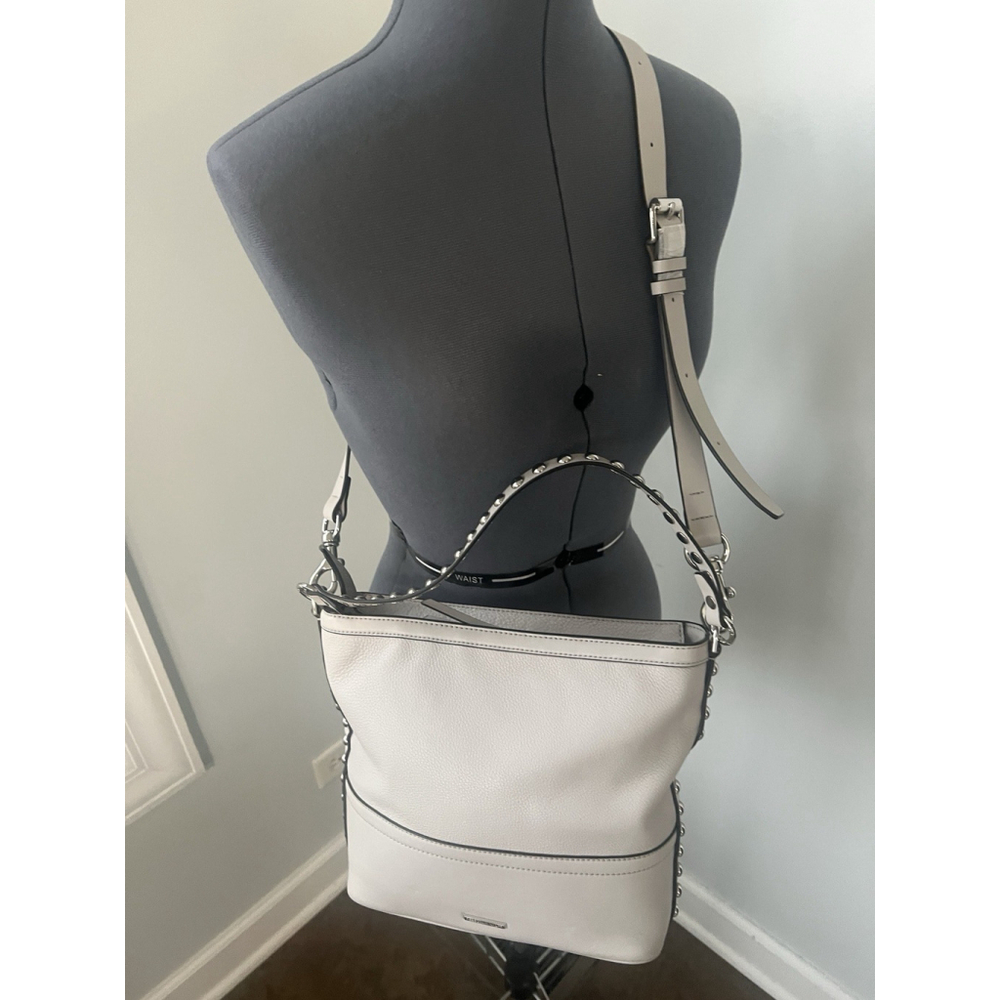 Rebecca Minkoff Cream Leather Silver Studded Crossbody Bag Purse NWOT - Picture 7 of 16